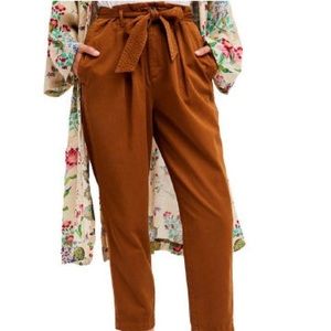Free People Brown Paper Bag Trousers High Waist